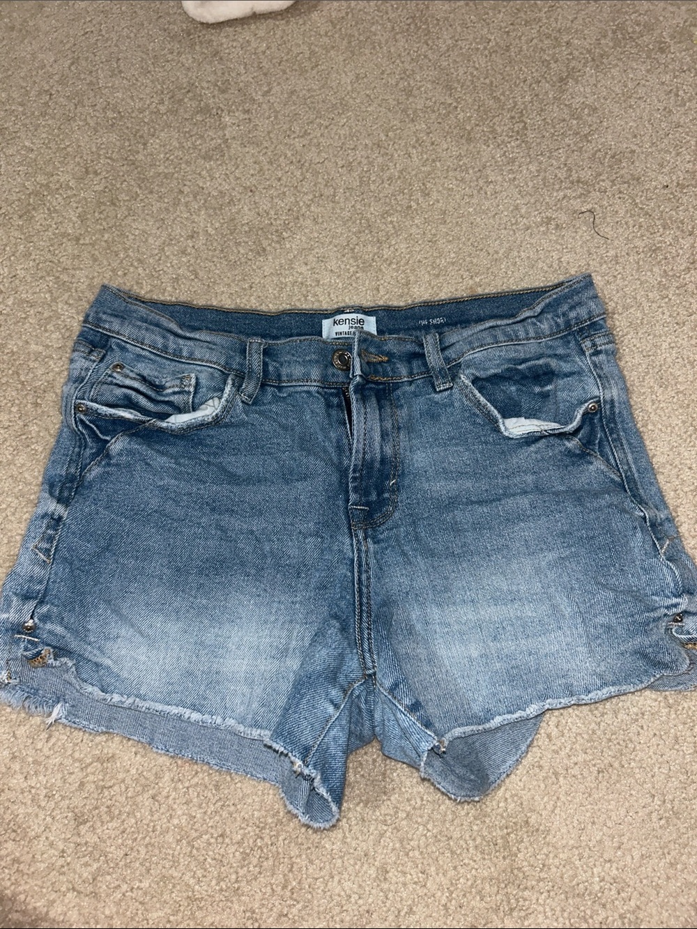 Kensie Light Blue Distressed Denim Cutoff Shorts